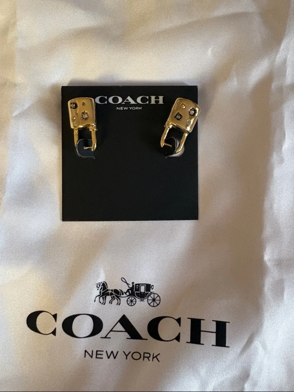 Coach Gold Padlock Stud Earrings - Gold - Picture 3 of 5
